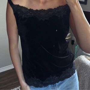 Elegant Black Lace Trim Women's Top